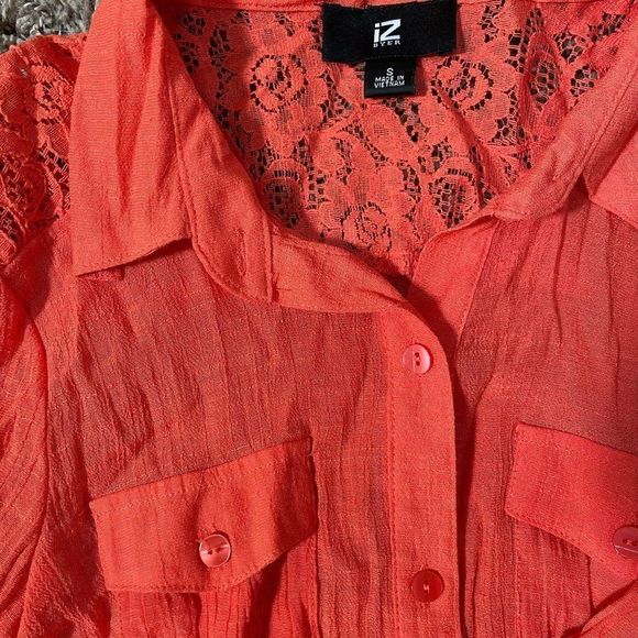 iZBYER Women's Pink Long Sleeve Collared Button-Down Top Size Small - Picture 5 of 8